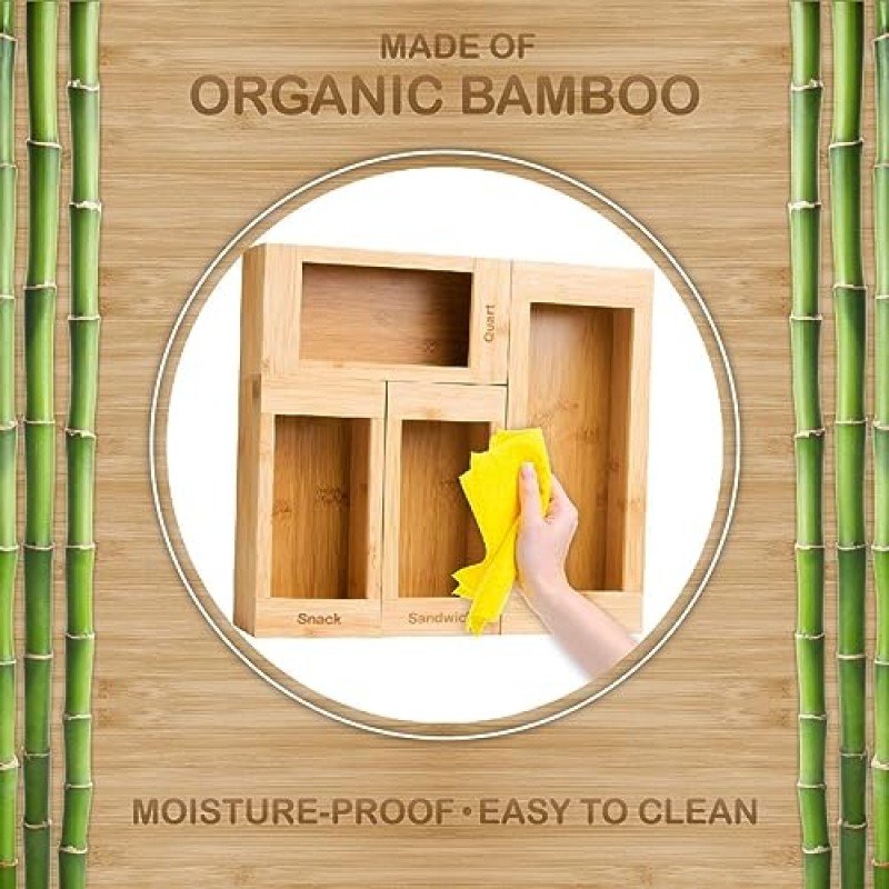 Bartnelli 지플락 가방 정리함 주방 서랍 정리용 보관함, 플라스틱 샌드위치 Baggie 홀더 디스펜서 | 모든 브랜드 및 크기와 호환 가능