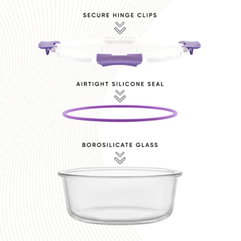 JoyJolt 24개 뚜껑이 있는 붕규산 유리 보관 용기. 12 밀폐형, 냉동고 안전 식품 보관 용기, 식품 저장실 주방 보관 용기, 점심용 유리 식사 준비 용기