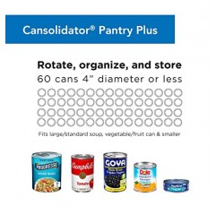 식료품 저장실용 선반 의존 Cansolidator Pantry Plus 60 캔 정리함 | 회전식 통조림 보관 주방 정리함 및 보관