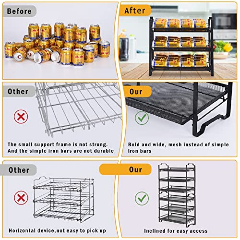 식료품 저장실용 BTideas 캔 정리함, 3단 쌓을 수 있는 캔 랙 정리함, 식료품 저장실용 통조림 정리함, 주방 캐비닛 또는 식료품 저장실용 최대 26개 캔 보관 가능