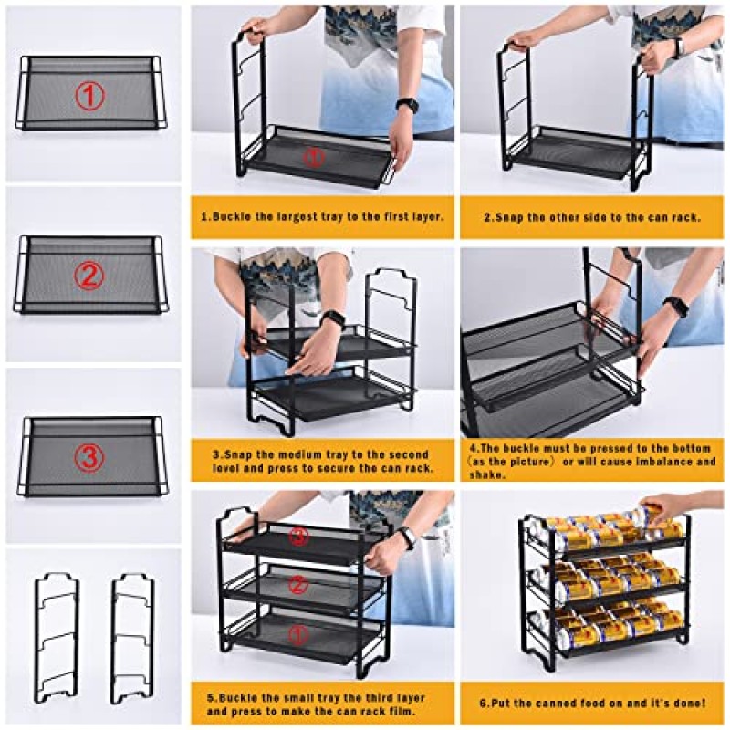식료품 저장실용 BTideas 캔 정리함, 3단 쌓을 수 있는 캔 랙 정리함, 식료품 저장실용 통조림 정리함, 주방 캐비닛 또는 식료품 저장실용 최대 26개 캔 보관 가능