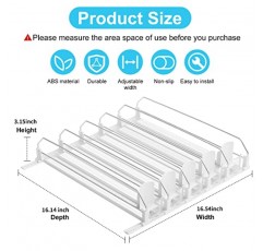냉장고용 음료 정리함, 냉장고용 자체 추진식 소다 캔 정리함, 폭 조절 가능한 푸셔 글라이드, 맥주 팝 캔 물병 보관용 냉장고 음료 정리함 - 흰색, 5줄