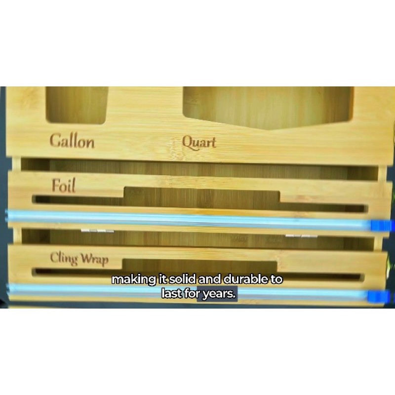 호일 및 플라스틱 랩용 형석 대나무 주방 서랍 정리함 - 서랍용 지플락 백 홀더 - 가방 보관 정리함 - 지플락 백, 호일 등을 위한 서랍 정리함