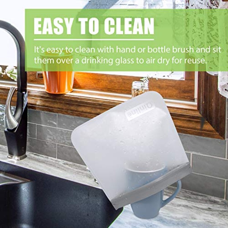 Qinline 재사용 가능한 식품 보관 가방 - 24팩 BPA 무료 냉동고 가방(재사용 가능한 갤런 가방 8개 + 누출 방지 재사용 가능한 샌드위치 가방 8개 + 식품 등급 스낵 가방 8개) 샐러드 과일용 매우 두꺼운 Reusbale 점심 가방