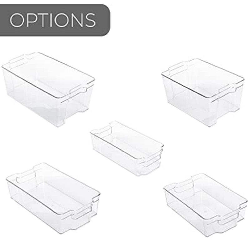 스마트 디자인 냉장고 보관용 쌓을 수 있는 냉장고 정리함 – 높이, 8 x 12인치 – 쉬운 생활을 위한 손잡이가 있는 냉장고 정리 및 보관함 – BPA 프리 플라스틱