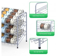 식료품 저장실용 캔 정리함 캔 보관 랙 3단 금속 캔 디스펜서는 72개의 캔을 보관할 수 있습니다. 식료품 저장실 주방 정리 및 보관용 은색 통조림 정리함 2 In 1