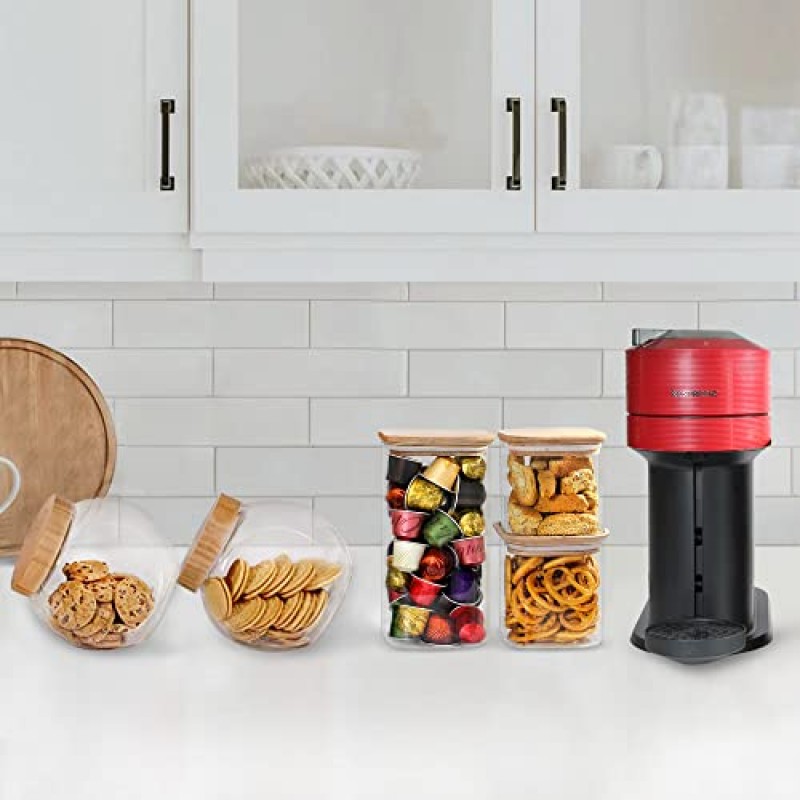 대나무 뚜껑이 있는 도시형 녹색 유리병, 유리 밀폐 용기 세트, 유리 용기, 밀폐 용기, 식료품 저장실 정리 및 보관, 욕실 정리함, 양념병, 밀가루 3팩 포함