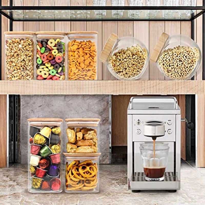 대나무 뚜껑이 있는 도시형 녹색 유리병, 유리 밀폐 용기 세트, 유리 용기, 밀폐 용기, 식료품 저장실 정리 및 보관, 욕실 정리함, 양념병, 밀가루 3팩 포함