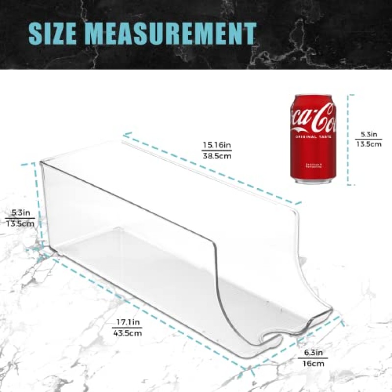 SCAVATA 2팩 냉장고용 소다 캔 주최자, 12캔 냉장고 주최자 통조림 식품 팝 캔 컨테이너 캔 홀더 디스펜서 냉장고 식료품 저장실 랙 냉동고, 투명 플라스틱 보관함