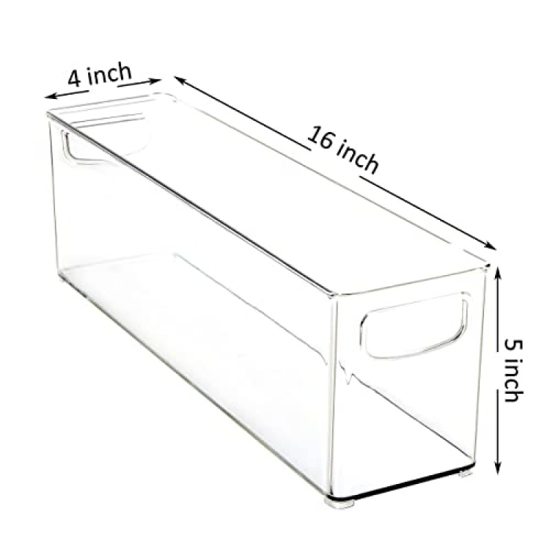 Youngever 2팩 쌓을 수 있는 플라스틱 보관함 정리함, 냉장고용 손잡이가 있는 쌓을 수 있는 보관함, 식료품 저장실(16