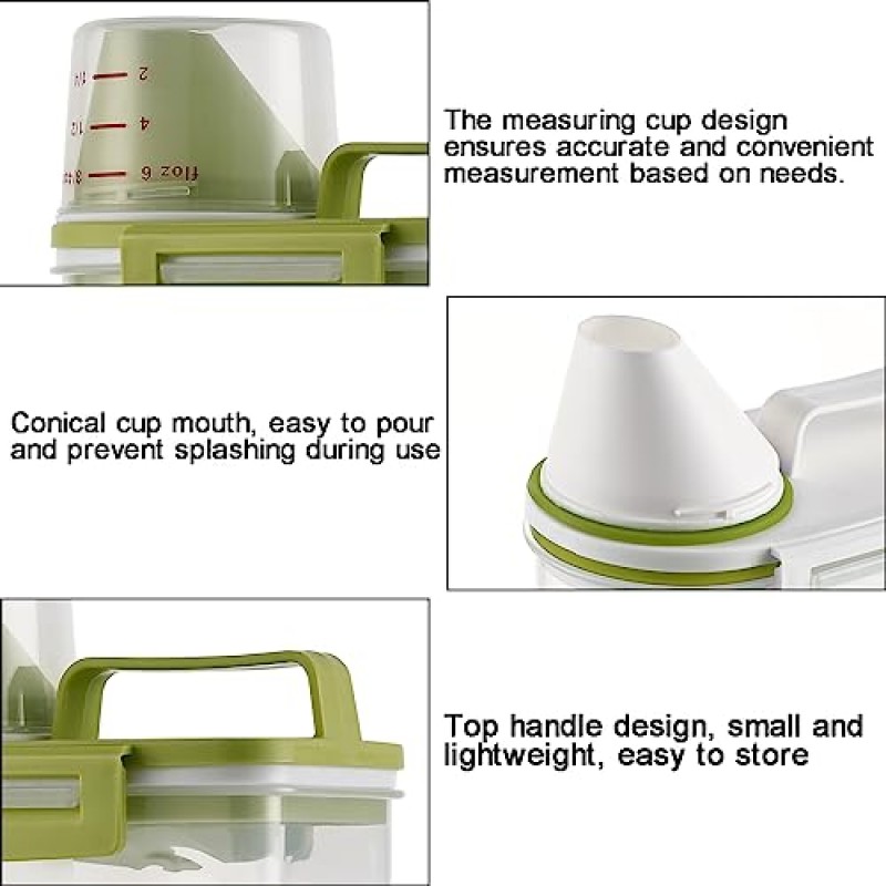 밀폐형 건조 식품 보관 용기, 2.5 ~ 5Lbs 시리얼 건조 식품 밀가루 통, 밀가루, 설탕, 곡물, 쌀 및 베이킹 공급 식료품 저장실 식품 저장용 BPA 프리 플라스틱(녹색)