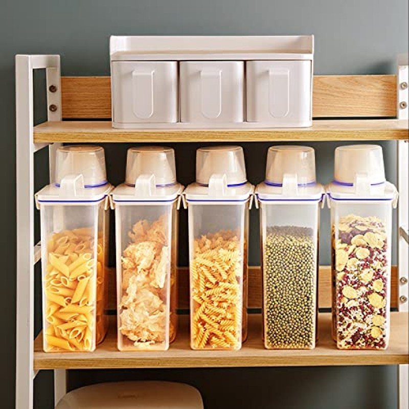 밀폐형 건조 식품 보관 용기, 2.5 ~ 5Lbs 시리얼 건조 식품 밀가루 통, 밀가루, 설탕, 곡물, 쌀 및 베이킹 공급 식료품 저장실 식품 저장용 BPA 프리 플라스틱(녹색)