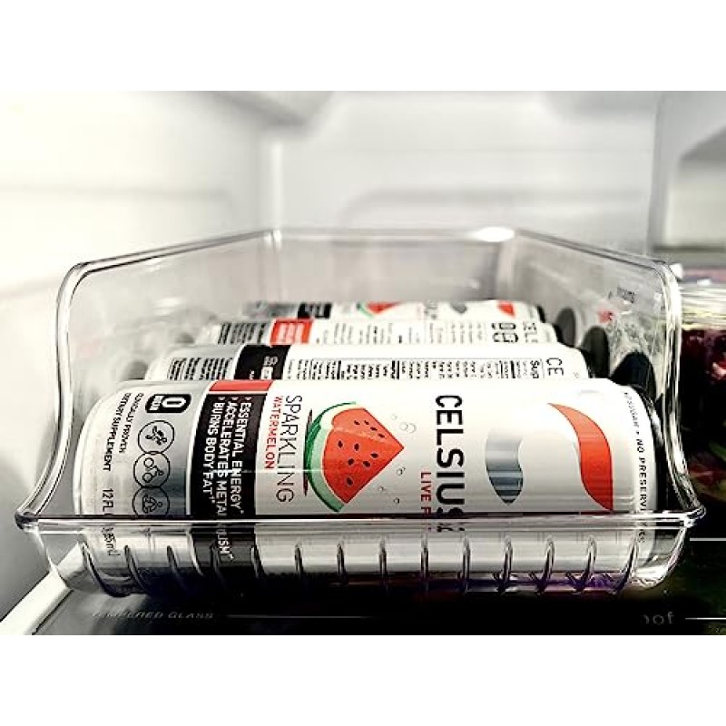 Joyful Haus 냉장고용 스키니 캔 정리함(2팩) - 냉장고용 탄산수 캔 보관함, 냉장고용 팝 캔 정리함, 모유 냉동고 보관함 정리함, 냉장고용 캔 홀더