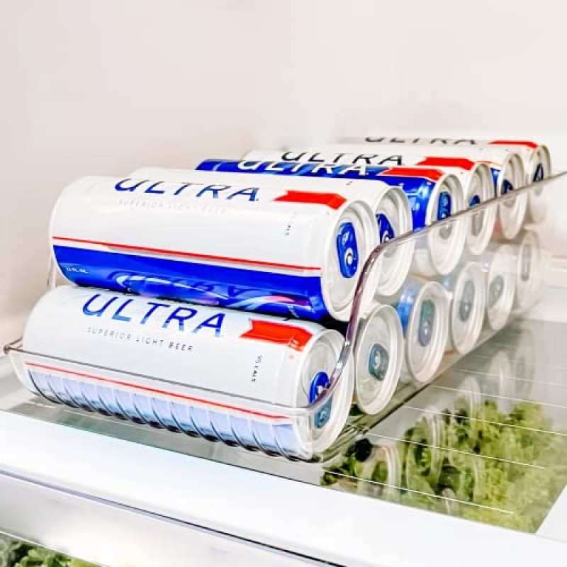 Joyful Haus 냉장고용 스키니 캔 정리함(2팩) - 냉장고용 탄산수 캔 보관함, 냉장고용 팝 캔 정리함, 모유 냉동고 보관함 정리함, 냉장고용 캔 홀더