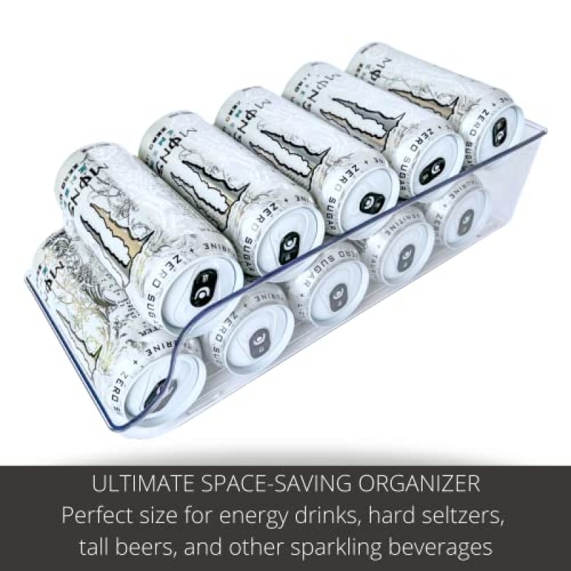 Joyful Haus 냉장고용 스키니 캔 정리함(2팩) - 냉장고용 탄산수 캔 보관함, 냉장고용 팝 캔 정리함, 모유 냉동고 보관함 정리함, 냉장고용 캔 홀더