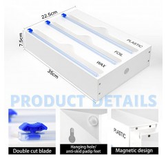 Boutitween 포일 및 플라스틱 랩 정리함, 커터가 포함된 3 in 1 플라스틱 랩 디스펜서, 플라스틱 랩, 알루미늄 호일, 왁스 커터, 주방 보관 정리 홀더. 13
