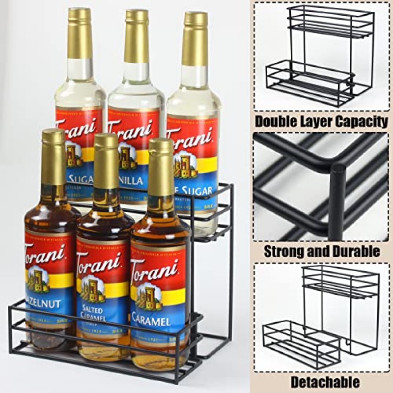 MCSAPIL 커피 시럽 랙(6병 용량), 커피 바용 커피 시럽 주최자, 주방. 바용 소형 와인 랙, 가족용, 시럽 보관, 와인, 드레싱