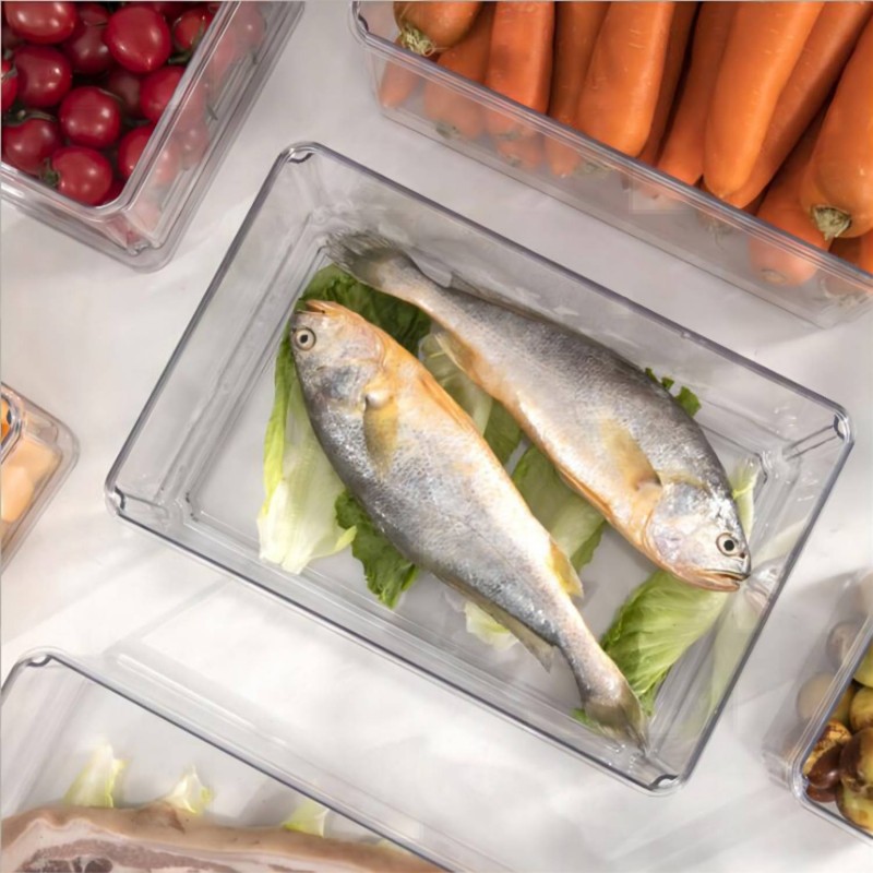 냉장고 정리함 및 보관함 투명, 냉장고용 과일 용기 뚜껑이 있는 쌓을 수 있는 정리함, 플라스틱 야채 냉장고 정리함, 냉동고, 주방 정리함 및 보관함, 7개/세트