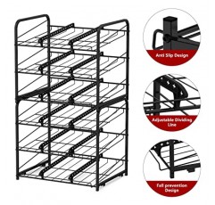 HAITRAL 2팩 캔 랙 정리함, 3단 쌓을 수 있는 캔 보관 디스펜서 홀더, 식품 보관용, 조리대 또는 주방 캐비닛, 36개 캔 보관(각각), 검정색