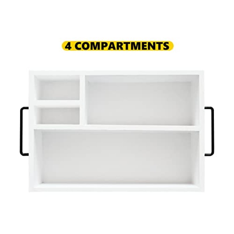 커피 스테이션 정리함, 카운터용 농가 커피 바 액세서리 정리함, 손잡이가 있는 나무 커피 포드 Kcup 보관 바구니, 커피 바 장식 및 정리용 소박한 커피 캐디(흰색)