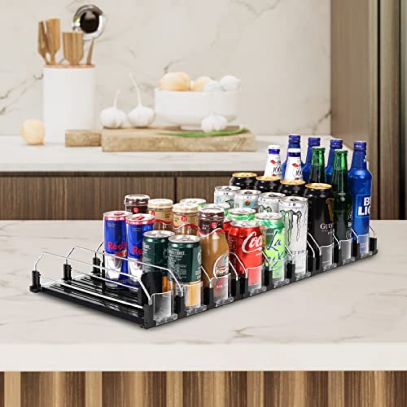 BingoHive 냉장고용 자동 소다 캔 주최자 맥주 소다 셀처 음료 팝 캔 홀더용 냉장고 캔 디스펜서 냉장고 보관용 자체 추진 음료 주최자 11.15oz 12oz 16oz 16.9oz 12캔