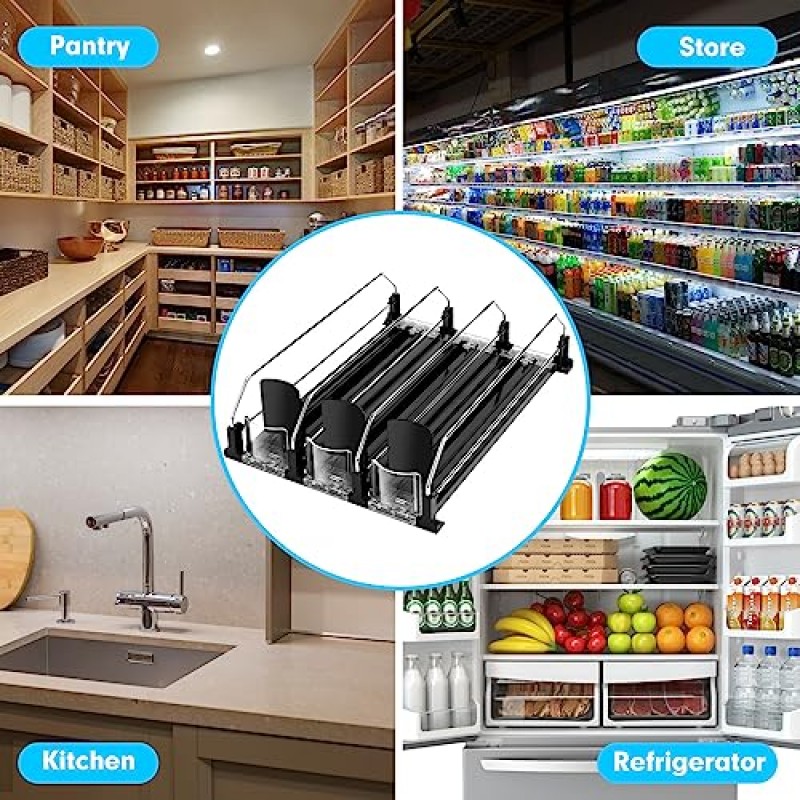 BingoHive 냉장고용 자동 소다 캔 주최자 맥주 소다 셀처 음료 팝 캔 홀더용 냉장고 캔 디스펜서 냉장고 보관용 자체 추진 음료 주최자 11.15oz 12oz 16oz 16.9oz 12캔