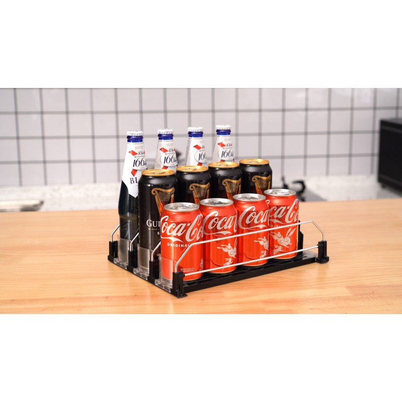 BingoHive 냉장고용 자동 소다 캔 주최자 맥주 소다 셀처 음료 팝 캔 홀더용 냉장고 캔 디스펜서 냉장고 보관용 자체 추진 음료 주최자 11.15oz 12oz 16oz 16.9oz 12캔