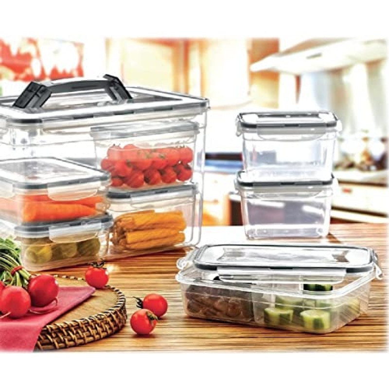 밀폐된 플라스틱 식료품 저장실 및 주방 조직을 위한 Plastart 식품 저장 용기 스낵 쿠키 잠금 뚜껑 식기세척기 안전 BPA 프리 깊은 직사각형 Made in TURKEY 4,5LT