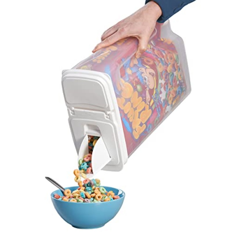 Buddeez 대형 식품 저장 용기 - 8쿼트 팬트리 버디, 다용도 투명 주방 정리 및 보관 - 시리얼, 밀가루, 설탕, 쌀 디스펜서, EZ 푸어 스파우트 및 간편한 그립 핸들(흰색 뚜껑)