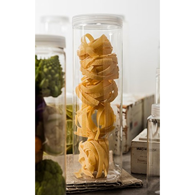 Silicook 투명 플라스틱 용기, 3-40온스 세트, 둥근 모양, 투명, 식품 저장 용기, 건조 식품, 국수, 향신료 등을 위한 주방 및 가정 용품