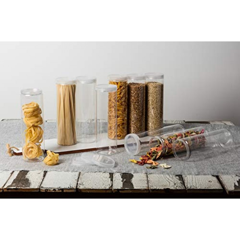 Silicook 투명 플라스틱 용기, 3-40온스 세트, 둥근 모양, 투명, 식품 저장 용기, 건조 식품, 국수, 향신료 등을 위한 주방 및 가정 용품