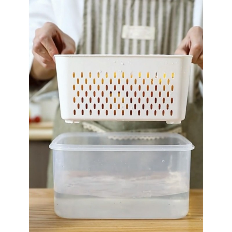 냉장고용 Kqiang 과일 보관 용기 필터링 가능한 바구니 및 밀폐 뚜껑이 있는 신선한 용기 야채 및 과일 보관 용기 과일 샐러드용 냉장고 정리함 양상추 베리 고기 보관인