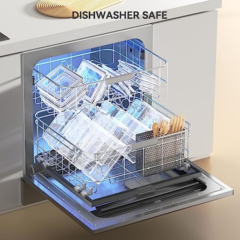 24개 뚜껑이 있는 대형 식품 보관 용기, 전자레인지용 안전한 식사 준비 용기, 밀폐형 도시락 상자 도시락 용기, BPA 프리 및 식기세척기 사용이 가능한 주방 정리 식품용 플라스틱 보관 용기(용기 12개 및 뚜껑 12개)