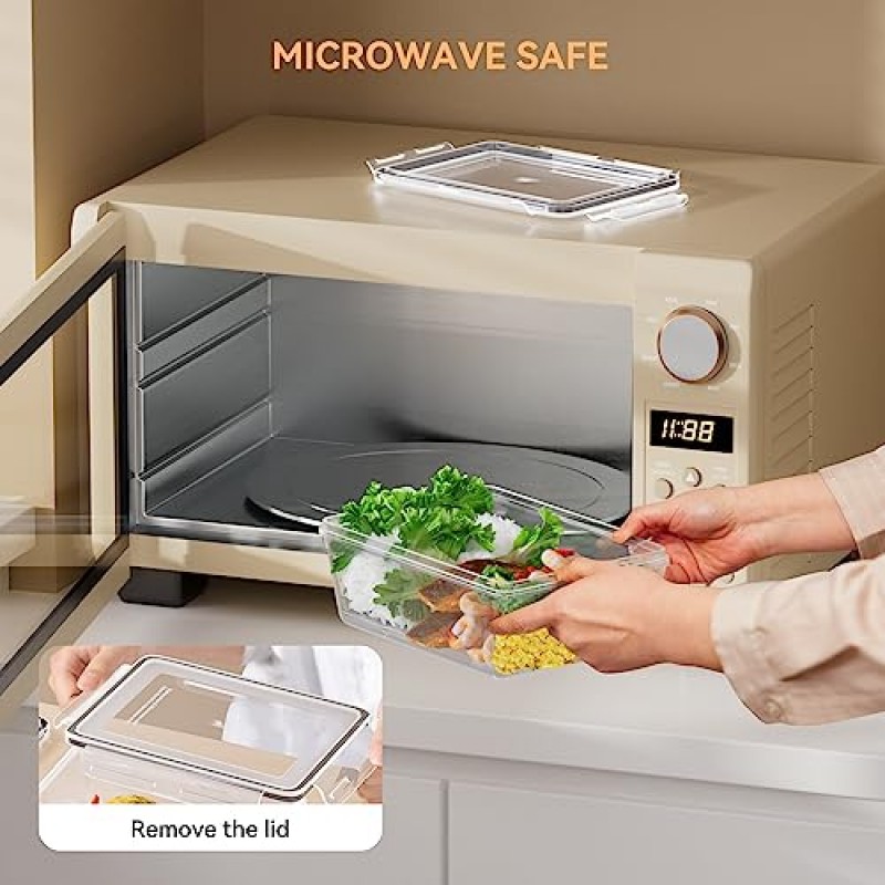 24개 뚜껑이 있는 대형 식품 보관 용기, 전자레인지용 안전한 식사 준비 용기, 밀폐형 도시락 상자 도시락 용기, BPA 프리 및 식기세척기 사용이 가능한 주방 정리 식품용 플라스틱 보관 용기(용기 12개 및 뚜껑 12개)