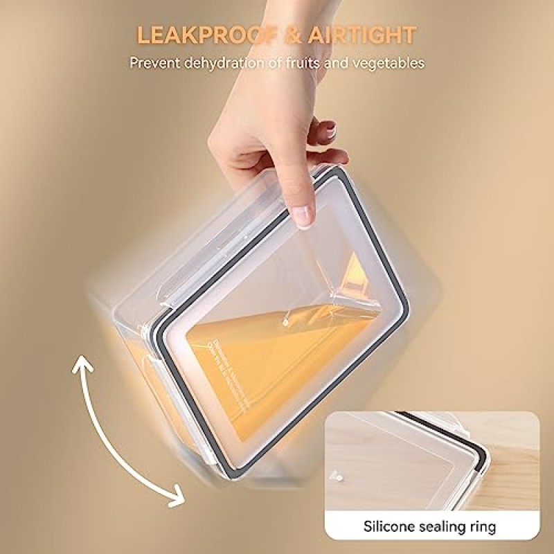 24개 뚜껑이 있는 대형 식품 보관 용기, 전자레인지용 안전한 식사 준비 용기, 밀폐형 도시락 상자 도시락 용기, BPA 프리 및 식기세척기 사용이 가능한 주방 정리 식품용 플라스틱 보관 용기(용기 12개 및 뚜껑 12개)