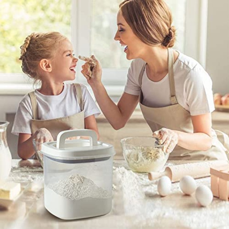 LivLab 쌀 디스펜서, 측정 컵이 있는 10파운드 쌀 용기 보관 식품 시리얼 용기 용기 주방 식료품 저장실 조직용