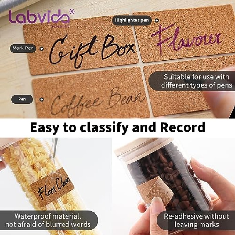 Labvida 2pcs 유리 식품 저장 용기 62.6oz-2pcs 파스타, 쿠키, 견과류, 커피 콩, 시리얼, 주방용 유리 용기, 식료품 저장실 조직용 밀폐 소나무 나무 뚜껑이 있는 식품 용기