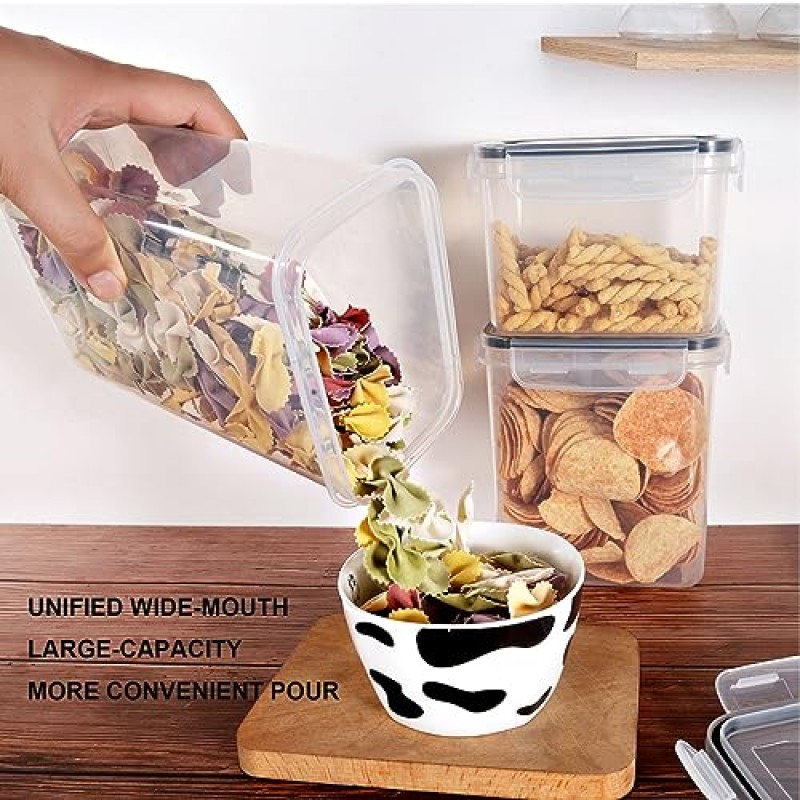 YAOSEN 뚜껑이 있는 밀폐 식품 저장 용기 세트, 7 PCS BPA 무료 주방 식료품 저장실 조직 보관 용기, 시리얼, 스파게티, 파스타 정리용 식품 저장, 숟가락, 라벨 및 펜 포함