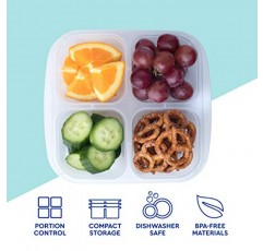 EasyLunchboxes® - 도시락 스낵 박스 - 학교, 직장, 여행용 재사용 가능한 4칸 식품 용기, 4개 세트(클래식)