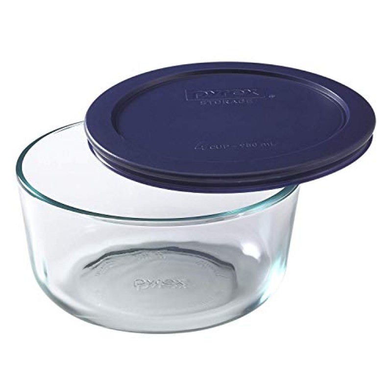 Pyrex Simply Store 뚜껑이 있는 10개 유리 식품 보관 용기 세트, 6컵, 3컵, 4컵 및 2컵 원형 및 직사각형 식사 준비 용기, BPA 무함유 뚜껑, 식기 세척기, 전자레인지 및 냉동고 안전, 파란색