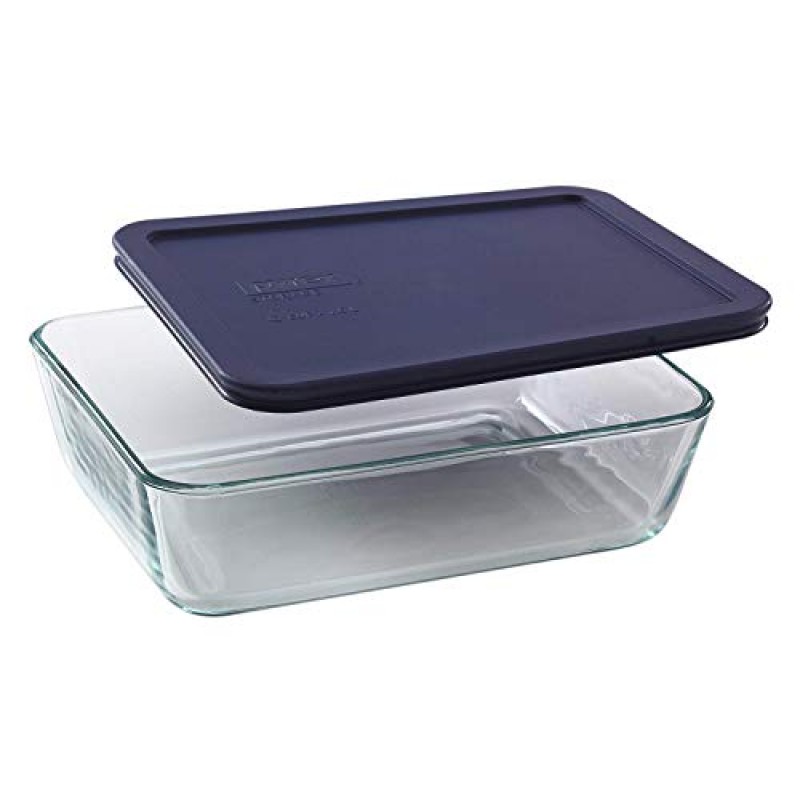 Pyrex Simply Store 뚜껑이 있는 10개 유리 식품 보관 용기 세트, 6컵, 3컵, 4컵 및 2컵 원형 및 직사각형 식사 준비 용기, BPA 무함유 뚜껑, 식기 세척기, 전자레인지 및 냉동고 안전, 파란색