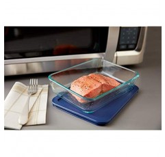 Pyrex Simply Store 뚜껑이 있는 10개 유리 식품 보관 용기 세트, 6컵, 3컵, 4컵 및 2컵 원형 및 직사각형 식사 준비 용기, BPA 무함유 뚜껑, 식기 세척기, 전자레인지 및 냉동고 안전, 파란색