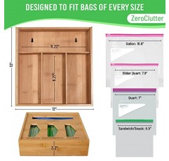 주방 서랍용 ZeroClutter 지플락 백 정리함: 스낵, 샌드위치, 쿼트, 슬라이더 쿼트 및 갤런 지플락 백에 적합; 주방 정리용 대나무 서랍 정리함