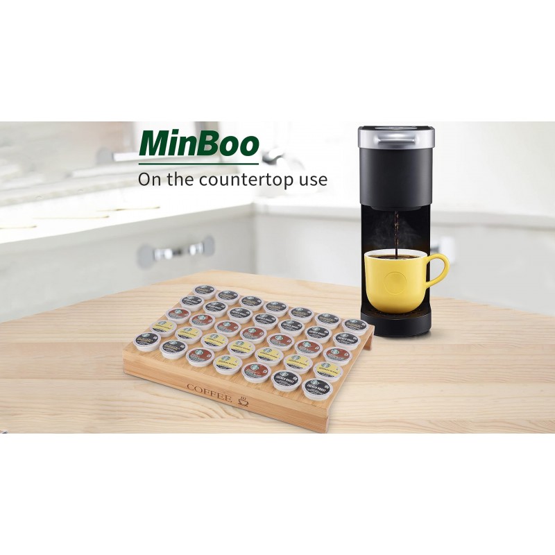 MinBoo BamBoo k 컵 홀더 서랍 또는 조리대 k 컵 정리함 커피 포드 홀더 35개 커피 포드 보관함 Kcup 커피 포드 홀더 사무실 및 주방 k 컵 보관함