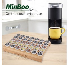 MinBoo BamBoo k 컵 홀더 서랍 또는 조리대 k 컵 정리함 커피 포드 홀더 35개 커피 포드 보관함 Kcup 커피 포드 홀더 사무실 및 주방 k 컵 보관함