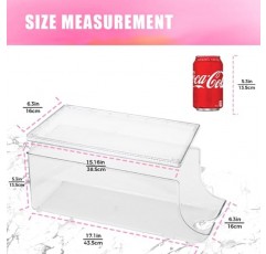 냉장고용 SCAVATA 소다 캔 정리함, 뚜껑이 있는 쌓을 수 있는 캔 홀더 디스펜서 2팩 냉장고 선반 냉동고용 통조림 식품 팝 캔 컨테이너, 플라스틱 보관함, 각각 12개의 캔 보유(투명)