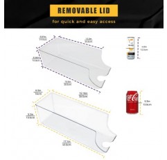 냉장고용 SCAVATA 표준 및 스키니 캔 정리함, 냉장고 식품 저장실 랙 냉동고용 뚜껑이 있는 쌓을 수 있는 소다 팝 캔 홀더 디스펜서, 투명 플라스틱 보관함 - 각 캔 12개 보관 가능(투명)
