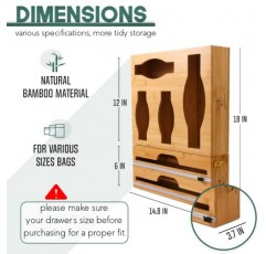 TRENDYYA 6in1 서랍 및 벽용 지플락 가방 정리함, 서랍 및 호일용 가방 정리함 및 12.5인치 갤런, 쿼트, 스낵, 샌드위치 가방 및 랩 롤용 플라스틱 랩 정리함