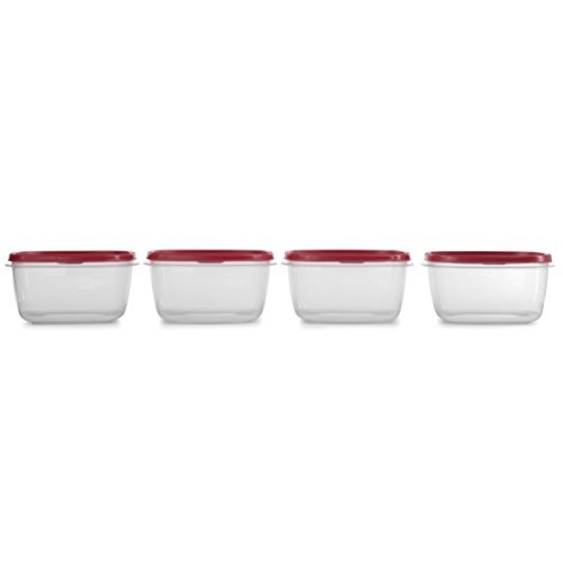 Rubbermaid Easy Find 뚜껑 식품 보관 용기, 14컵, 4팩, 빨간색