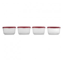 Rubbermaid Easy Find 뚜껑 식품 보관 용기, 14컵, 4팩, 빨간색